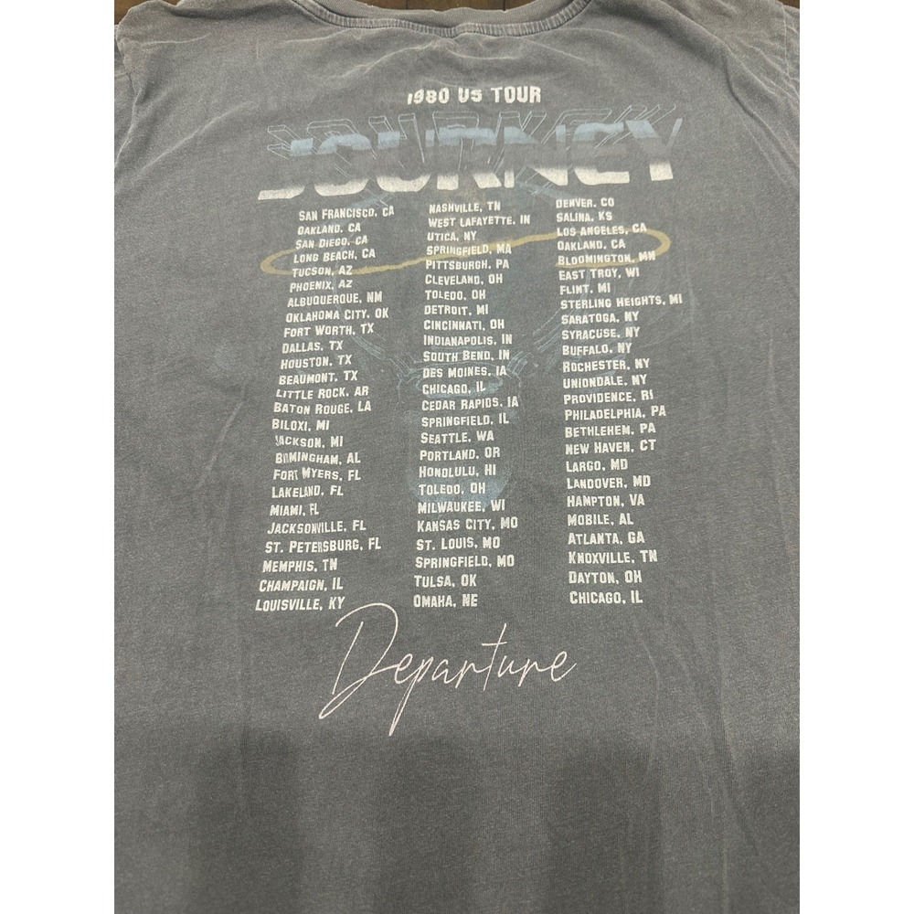Journey Departure 1980 US Tour Graphic T-Shirt Gray Large Cotton Band Tee - Picture 4 of 7